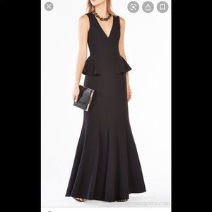 Bcbg maxazria Francesca black peplum gown size 2